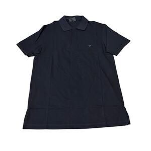 Emporio Armani Travel Essentials Cotton Polo Navy Blue Size Small New